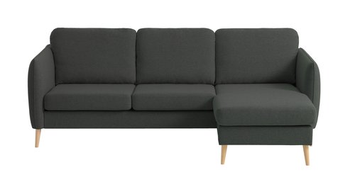 Καναπές με σεζλόνγκ AARHUS δεξ. σκούρο γκρι