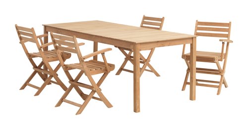 VESTERHAVET D210 stôl + 4 VESTERHAVET skladacia stolička