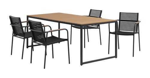 DAGSVAD P190 pöytä luonnonvärinen + 4 NABE tuoli musta
