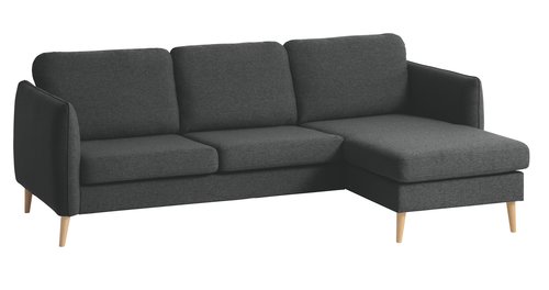 Sofa AARHUS chaiselong højrevendt mørkegrå