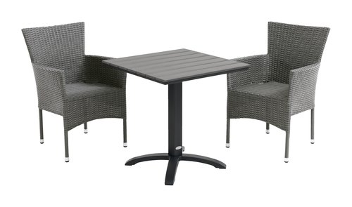 HOBRO L70 pöytä harmaa + 2 AIDT tuoli harmaa