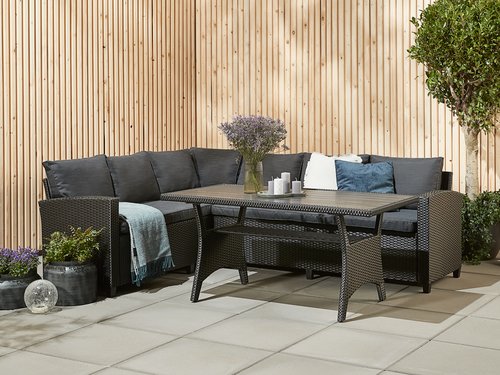 Set lounge ULLEHUSE 6 posti con vano contenitore nero