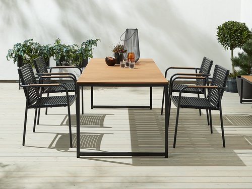 DAGSVAD Μ190 τραπέζι φυσικό + 4 NABE καρέκλες μαύρο