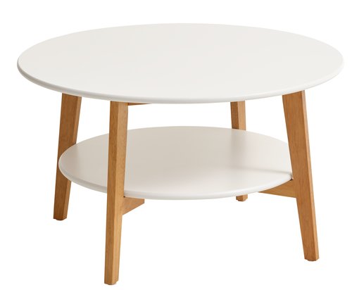 Table basse JEGIND Ø80 blanc/naturel