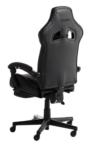 Herní židle HALLUM s podnožkou černá koženka