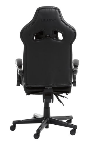 Геймърски стол HALLUM с поставка за крака черна изк. кожа