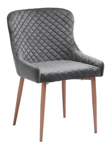 Blagovaonska stolica PEBRINGE baršun siva/hrast