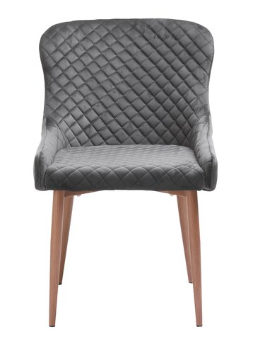 Blagovaonska stolica PEBRINGE baršun siva/hrast