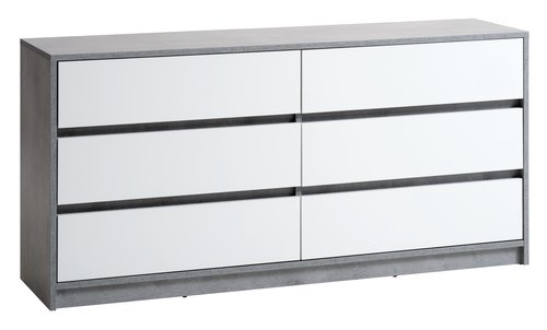 3+3 drawer chest BILLUND white/concrete