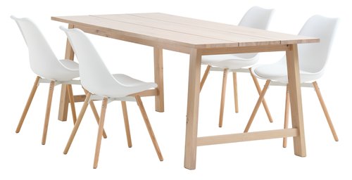 GADESKOV L200 Tisch eiche + 4 KASTRUP Stühle weiß