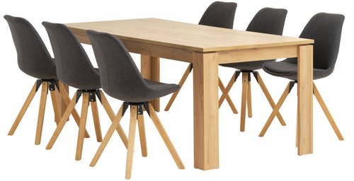 LINTRUP tavolo L190/280 rovere +4 DREJHUS sedie antracite