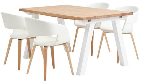 SKAGEN C150 mesa branco/carv + HOLSTEBRO cadeiras branco