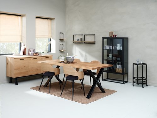 Dining table ROSKILDE 95x200 natural oak/black | JYSK