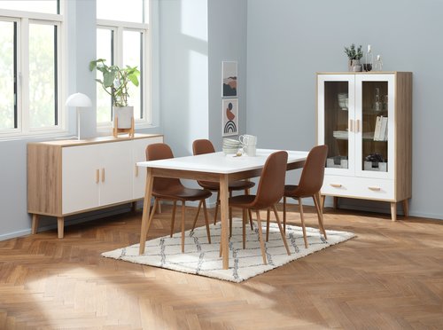 Sedia KASTRUP velluto rosa/rovere