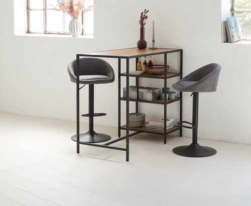 Barový stolek TRAPPEDAL 60x120 dub/černá