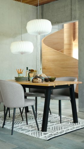 Кухненски стол RISSKOV светлосив текстил/черно