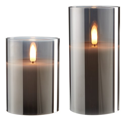 LED pillar candle KLAUS D8xH15cm grey