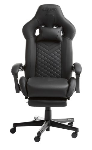Gejmerska stolica HALLUM naslon za noge crna