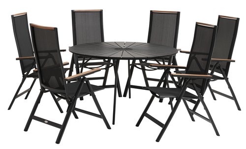 RANGSTRUP Ø130 table noir + 4 BREDSTEN chaise noir