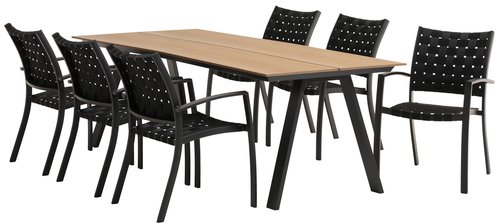 FAUSING L220 tafel naturel + 4 JEKSEN stoelen zwart