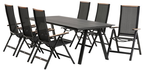 FAUSING L220 bord + 4 BREDSTEN stol svart