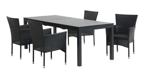 VATTRUP P206/319 pöytä musta + 4 AIDT tuoli musta