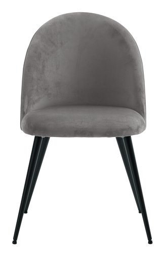 Dining chair KOKKEDAL velvet grey/black