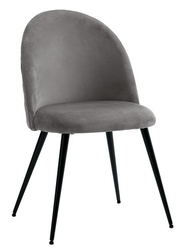 Dining chair KOKKEDAL velvet grey/black