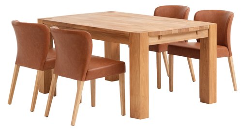 OLLERUP L160 Tisch + 4 KULBY Stühle braun/eiche