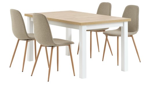 MARKSKEL L150/193 table + 4 BISTRUP chairs sand
