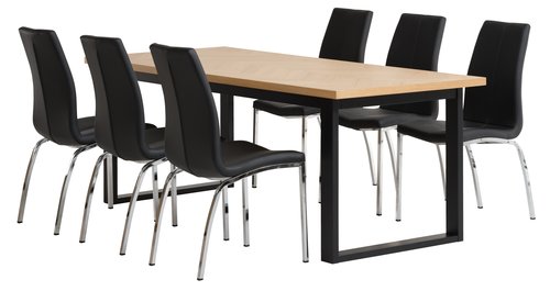 AGERSKOV L200 bord ek + 4 HAVNDAL stol svart