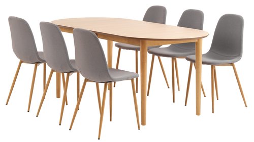 EGENS L190/270 table oak + 4 JONSTRUP grey/oak