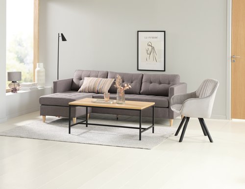 Fauteuil ONSEVIG fluweel grijs/zwart