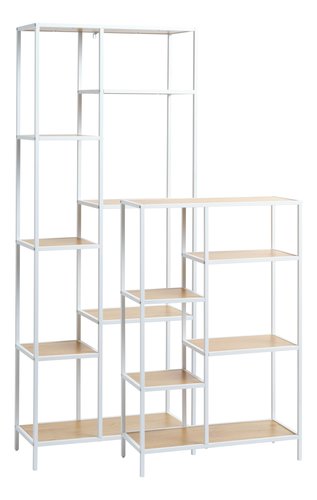 Shelving unit TRAPPEDAL 7 shelves.oak/white