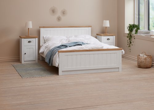 Bed frame MARKSKEL Super King oak/white