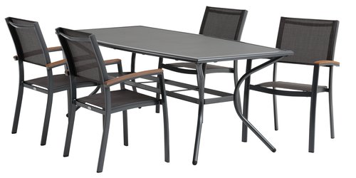 LARVIK DL200 stůl šedá + 4 MADERNE stoh. židle šedá