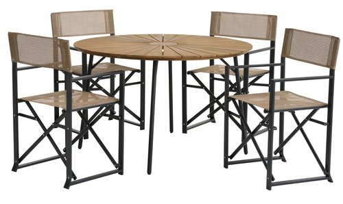 BASTRUP ÁTM120 asztal natúr/fekete + 4 NAGELSTI szék fekete