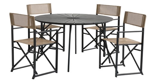 RANGSTRUP Ø130 stol crna + 4 NAGELSTI stolica crna