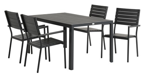 MADERUP D150 stůl + 4 PADHOLM židle černá