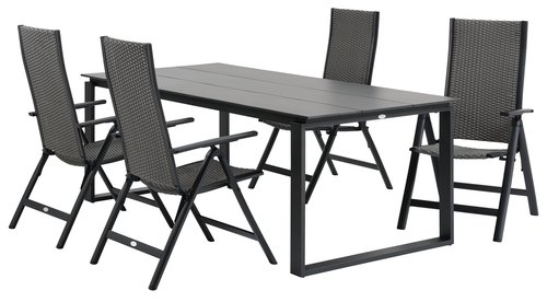 KOPERVIK L215 bord grå + 4 UGLEV stol grå