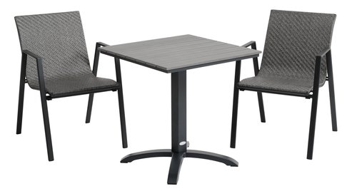 HOBRO D70 stůl šedá + 2 DOVERODDE židle šedá