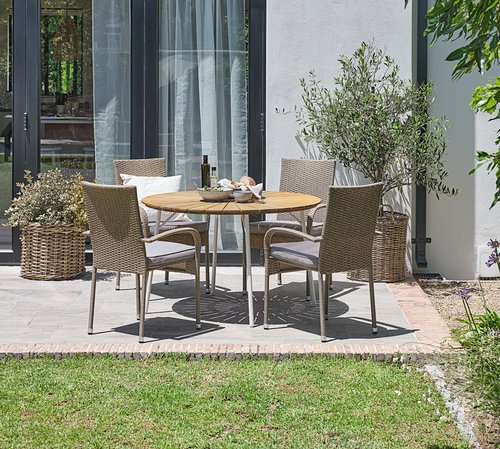 Gartentisch BASTRUP Ø120 weiß/natur JYSK