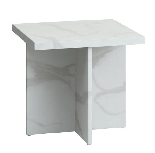 Hjørnebord GANDRUP 45x45 hvit marmor-look