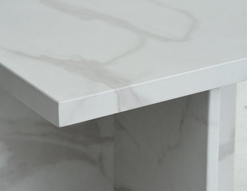 Hjørnebord GANDRUP 45x45 hvit marmor-look
