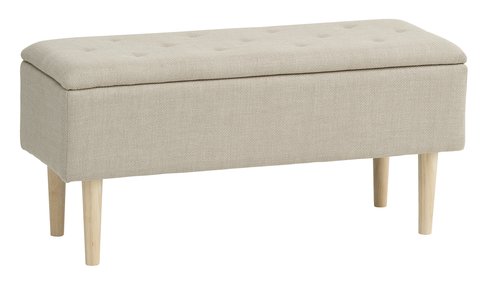 Sitzbank BADSTED m/Stauraum Stoff beige JYSK