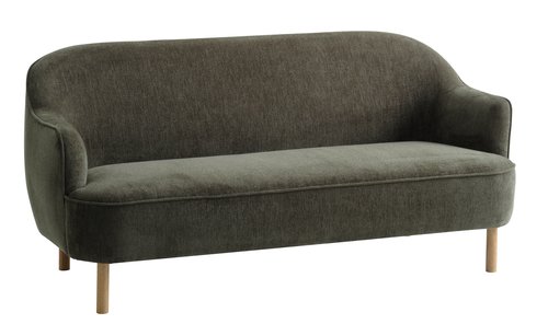Sofa BREDAL 2.5-Sitzer olivgrün/eichefarben