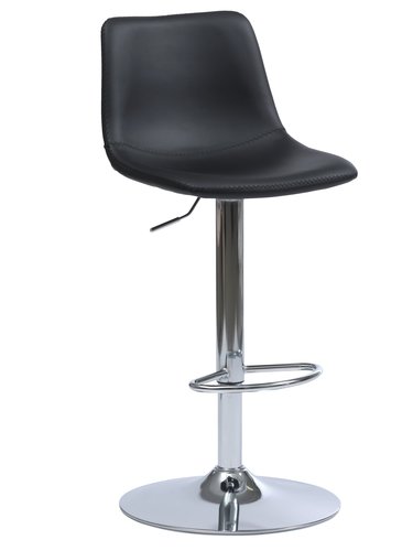 Bar stool BROAGER black faux leather/chrome