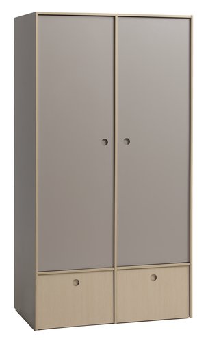 Garderobeskab ANNISSE 105x200 2 låger grå/natur