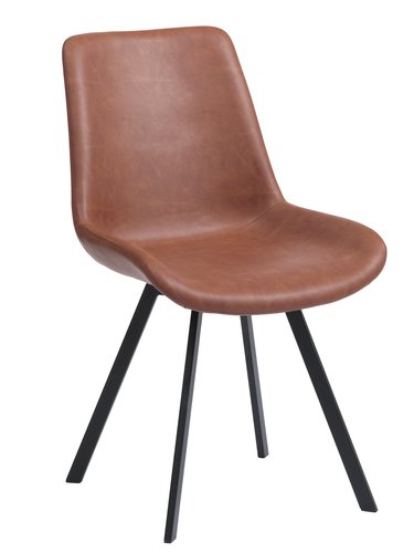 Jídelní židle HYGUM otočná koňaková koženka/černá