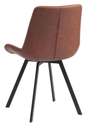Blagovaonska stolica HYGUM okretna konjak umjetna koža/crna